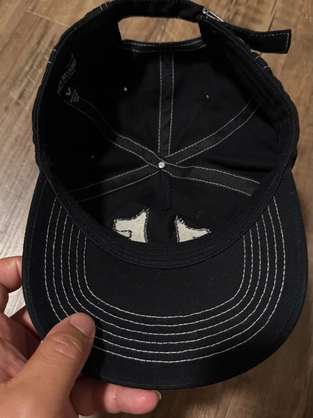 True Religion Black Cap with Beige Horseshoe Patch